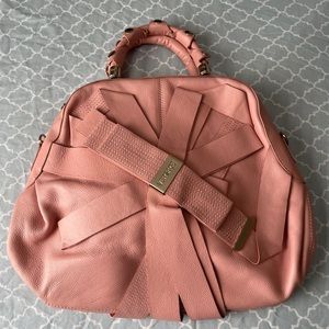 Versace Pink Leather Venita Bow Satchel